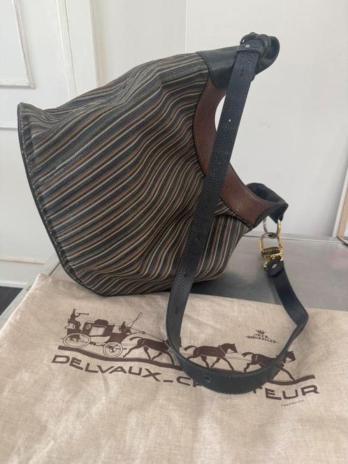 Delvaux Satan Toile de Cuir, Handtassen en Accessoires, Tassen | Damestassen, Zo goed als nieuw, Zwart, Ophalen of Verzenden