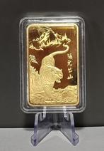 Pièce en forme de tigre en métal doré., Enlèvement ou Envoi, Monnaie en vrac, Or, Plaqué or