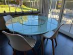 glazen keukentafel rond, Huis en Inrichting, Tafels | Eettafels, Ophalen, Gebruikt, 100 tot 150 cm, Rond