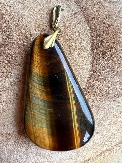 Gros bijoux pendentif en pierre naturelle - Œil du Tigre :, Bijoux, Sacs & Beauté, Pierres précieuses, Utilisé, Enlèvement ou Envoi