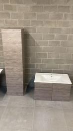 Kolomkast + lavabo en lavabomeubel grijze eik Allibert, Huis en Inrichting, Badkamer | Badkamermeubels, Ophalen, Zo goed als nieuw
