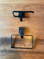 Houder toiletrol en handdoek met zuignap, Ophalen, Gebruikt, Zwart, Handdoekenrek