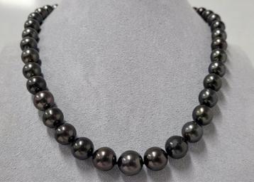 14 kt witgouden halsketting met Dark Peacock Tahitian parels beschikbaar voor biedingen