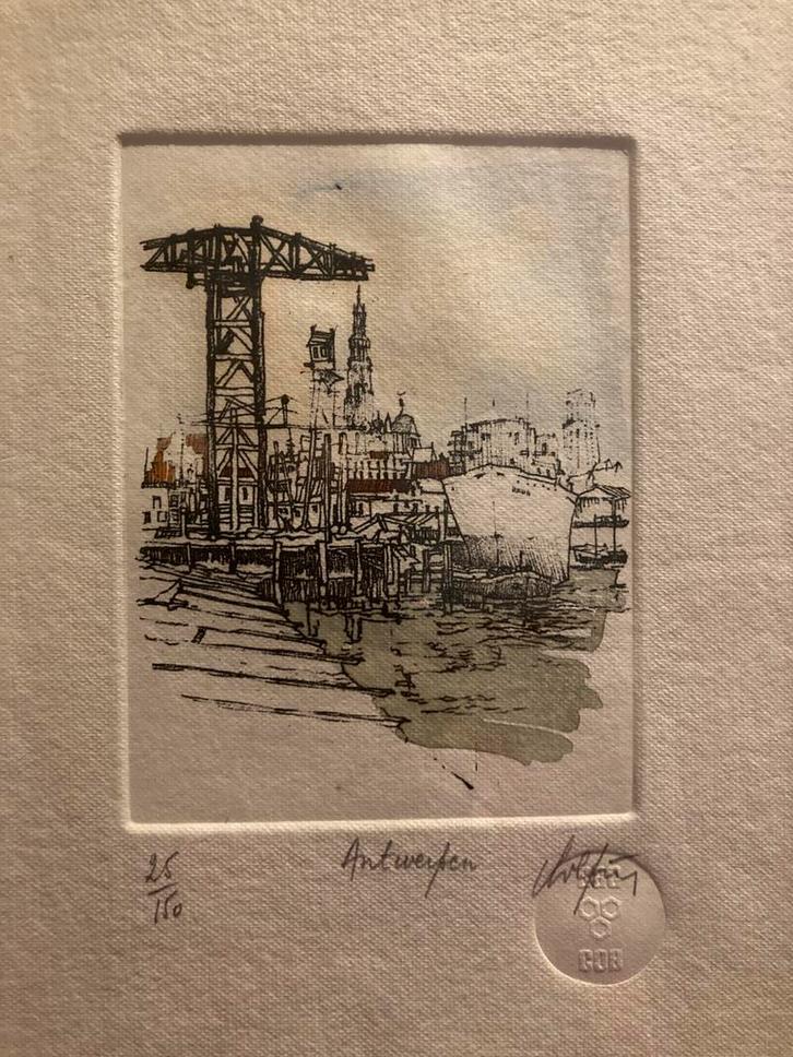 Ets André Colpin, Antiek en Kunst, Kunst | Etsen en Gravures, Ophalen