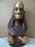 Statue africaine ancienne buste africain de femme 49cm 1930, Enlèvement ou Envoi