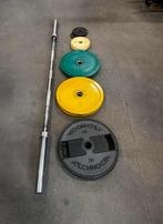 105kg Olympische Gewichten + Olympische Barbell, Sport en Fitness, Ophalen, Gebruikt, Halterschijven