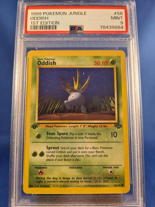 Oddish 58/64 - Jungle (1st edition) (PSA 9), Hobby en Vrije tijd, Verzamelkaartspellen | Pokémon, Gebruikt, Verzenden