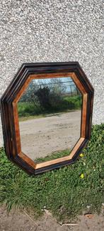 Miroir vintage antique octogonal dans un cadre en bois de ch, Enlèvement ou Envoi