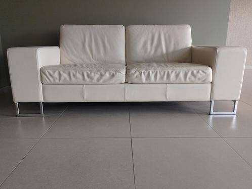 Lederen zetel, Huis en Inrichting, Zetels | Zetels, Gebruikt, Rechte bank, Tweepersoons, 150 tot 200 cm, 75 tot 100 cm, Leer, Metaal