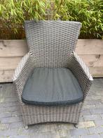 Wicker 8 tuinstoelen bruin incl bijna nieuwe kussens, Ophalen, Gebruikt, Wicker