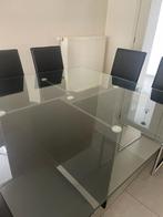 glazen tafel en 6 stoelen, Huis en Inrichting, Tafels | Eettafels, Ophalen, Gebruikt, Vierkant, Glas