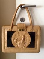 Mexicaanse vintage originele leren handtas uit 1970, Ophalen of Verzenden, Gebruikt, Beige, Handtas
