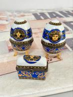 Fabergé ei eieren Versace Medusa SET blauw-wit faberge z/r, Ophalen of Verzenden