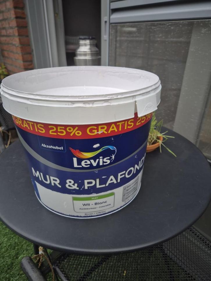 30L Levis muurverf lichtgrijs, Doe-het-zelf en Bouw, Verf, Beits en Lak, Nieuw, Verf, 20 liter of meer, Grijs, Ophalen