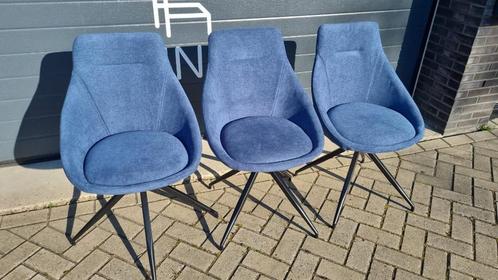 Eetkamerstoelen – Set van 3 – Stof – Blauw – 360 Draaibaar, Huis en Inrichting, Stoelen, Nieuw, Drie, Metaal, Stof, Overige materialen