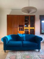 zetel blauw, Huis en Inrichting, Zetels | Zetels, Ophalen, Driepersoons, Zo goed als nieuw, Rechte bank