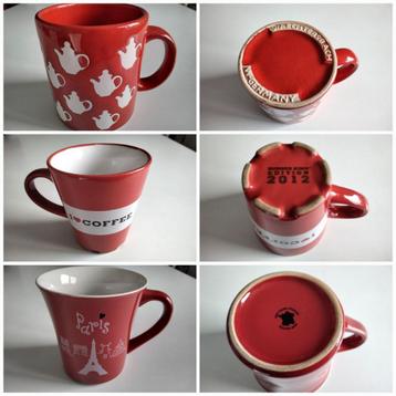 3 mugs collection céramique émaillée rouge/WAECHTERSBACK/... disponible aux enchères