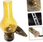 Wandlamp Industrieel olie lamp lantaarn geel glas antiek set, Huis en Inrichting, Ophalen of Verzenden, Nieuw, Glas