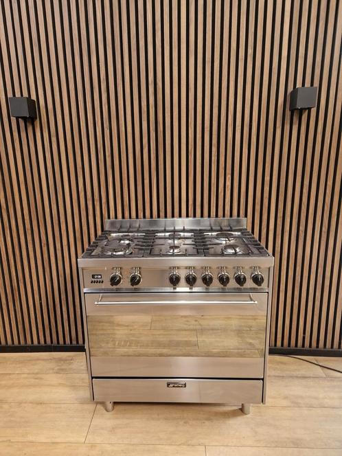 Mooie Rvs Smeg Fornuis 6-pits 90 cm (Gratis bezorgen), Electroménager, Cuisinières, Comme neuf, Autoportant, 5 zones de cuisson ou plus