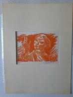 Houtsnede Hans Orlowski "Man in oranje", Antiek en Kunst, Kunst | Etsen en Gravures, Ophalen of Verzenden
