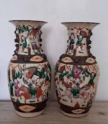 Paar antieke Chinese porseleinen vazen uit Nanking, Antiek en Kunst, Ophalen of Verzenden