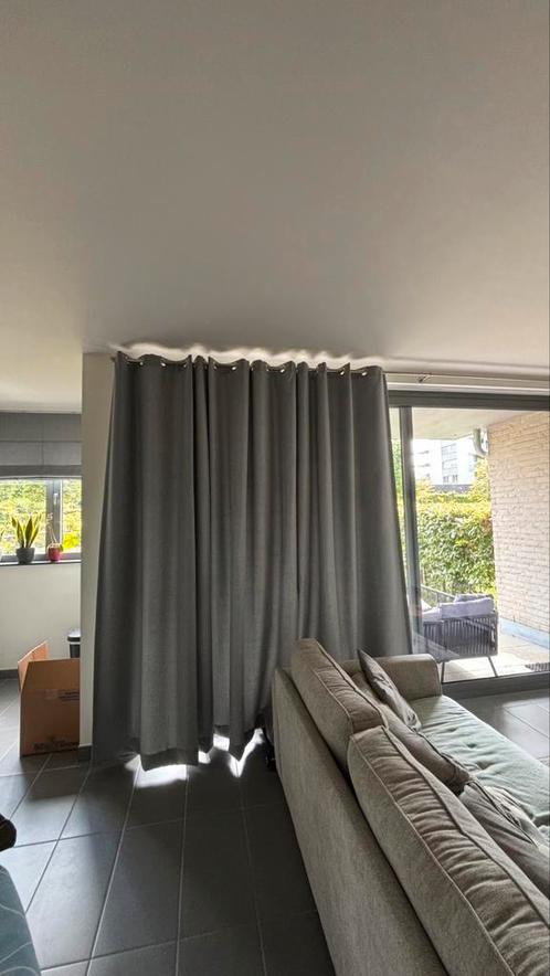 Grijze gordijnen, Huis en Inrichting, Stoffering | Gordijnen en Lamellen, Zo goed als nieuw, Ophalen