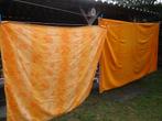 retro Oranje plaid / tafellaken / messenbak / schaaltjes, Enlèvement, Maison et Meubles