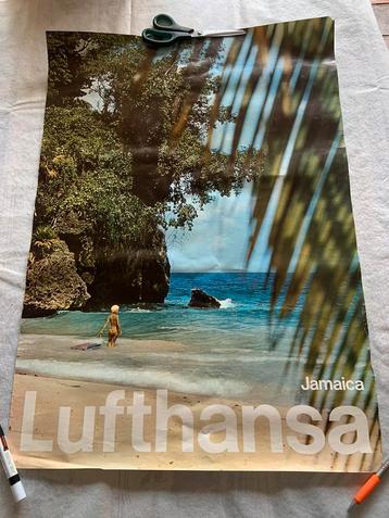 Vintage 1971 Lufthansa Airlines - Jamaica travel poster oud