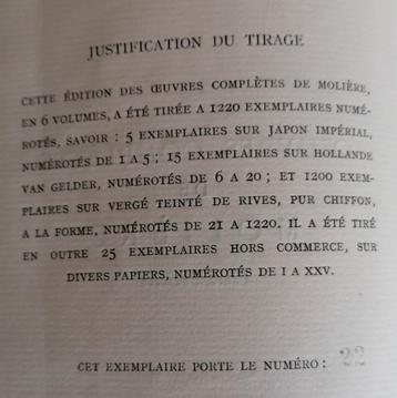 Molière, œuvres théâtrales complètes, éditions EMILE HAZAN &