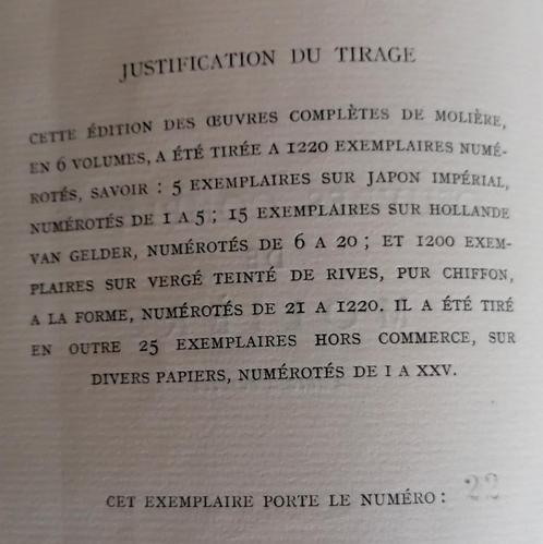 Molière, œuvres théâtrales complètes, éditions EMILE HAZAN &, Livres, Littérature, Utilisé, Europe autre, Enlèvement