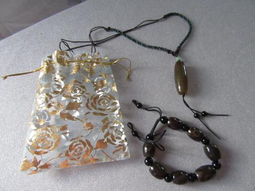 Hanger en armband met DZI kralen, Bijoux, Sacs & Beauté, Bijoux anciens, Pendentif, Autres matériaux, Enlèvement ou Envoi
