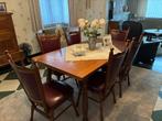 Vintage retro eetkamertafel met 6 stoelen, Ophalen, Eikenhout, 200 cm of meer, 50 tot 100 cm