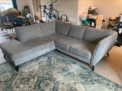 Stoffen grijze Hoekzetel - zetel te koop, Huis en Inrichting, Zetels | Complete zithoeken, Gebruikt, Ophalen