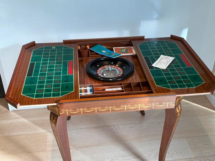 Italiaanse casinotafel - ingelegd - uitstekende staat, Antiek en Kunst, Antiek | Meubels | Tafels, Ophalen