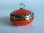 glazen oranje art deco poederdoos, Ophalen of Verzenden