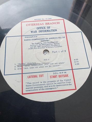 Office of War Information - Vinyl set - Beethoven Fidelio beschikbaar voor biedingen