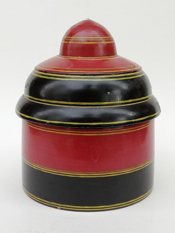 Mooie dekseldoos in hout - India of Pakistan, midden 20ste E, Antiek en Kunst, Curiosa en Brocante, Ophalen of Verzenden