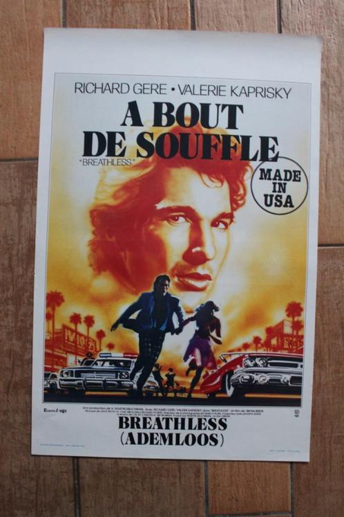 filmaffiche Richard Gere Breathless 1983 filmposter, Verzamelen, Posters, Zo goed als nieuw, Film en Tv, A1 t/m A3, Rechthoekig Staand
