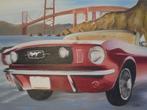olieschilderij Ford Mustang (60x80 cm), Antiek en Kunst, Kunst | Schilderijen | Klassiek, Ophalen of Verzenden
