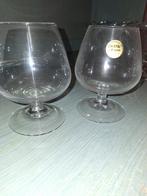 4 st cognac glazen cristal d'arques H 12 cm, d 5cm, Comme neuf, Enlèvement ou Envoi