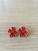Oorbellen roze-rood bloem, Handtassen en Accessoires, Oorbellen, Ophalen of Verzenden, Rood
