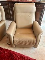 Set beige lederen zetels ( relax), Huis en Inrichting, Ophalen, Zo goed als nieuw
