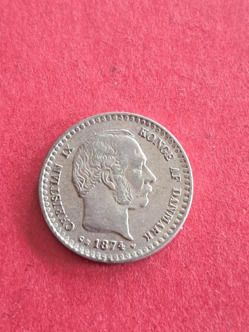 1874 Denemarken 10 ore in zilver ZFR Christian IX, Postzegels en Munten, Munten | Europa | Niet-Euromunten, Losse munt, Overige landen