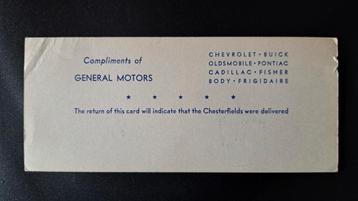 WWII Carte cigarettes de General Motors pour US ARMY 1943, Enlèvement ou Envoi