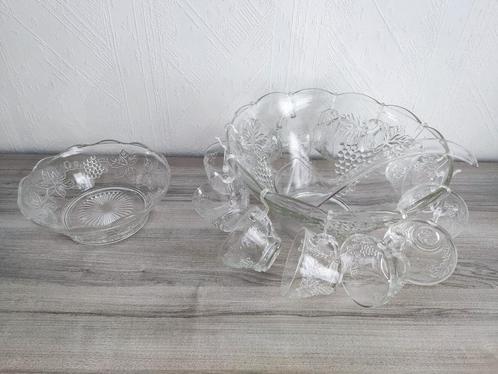 Vintage Glazen Punchset - 12 Kopjes, Antiek en Kunst, Antiek | Glaswerk en Kristal, Ophalen of Verzenden