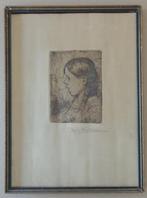 THEODORE VERSCHAEREN / JONG MEISJE / ZW-W ETS / 44x32cm KAD, Ophalen of Verzenden