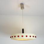 Vintage DDR ufolamp, wit met rode elementen, Huis en Inrichting, Lampen | Hanglampen, Gebruikt, 50 tot 75 cm, Vintage, Ophalen of Verzenden