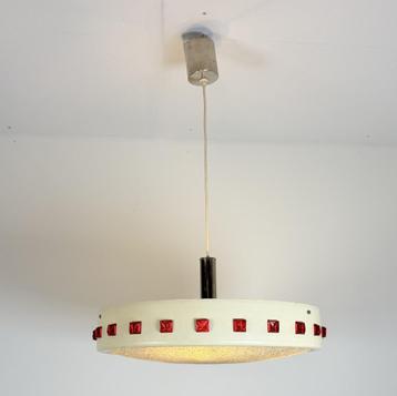 Vintage DDR ufolamp, wit met rode elementen beschikbaar voor biedingen