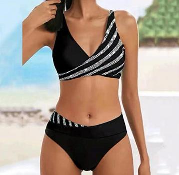 dames bikini set tweedelig badpak badmode maat M gestreept beschikbaar voor biedingen