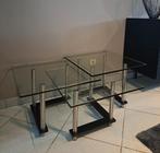 3 bijzettafeltjes in (zwart)metaal + glas van 1cm dikte, Huis en Inrichting, Tafels | Bijzettafels, Ophalen, Zo goed als nieuw